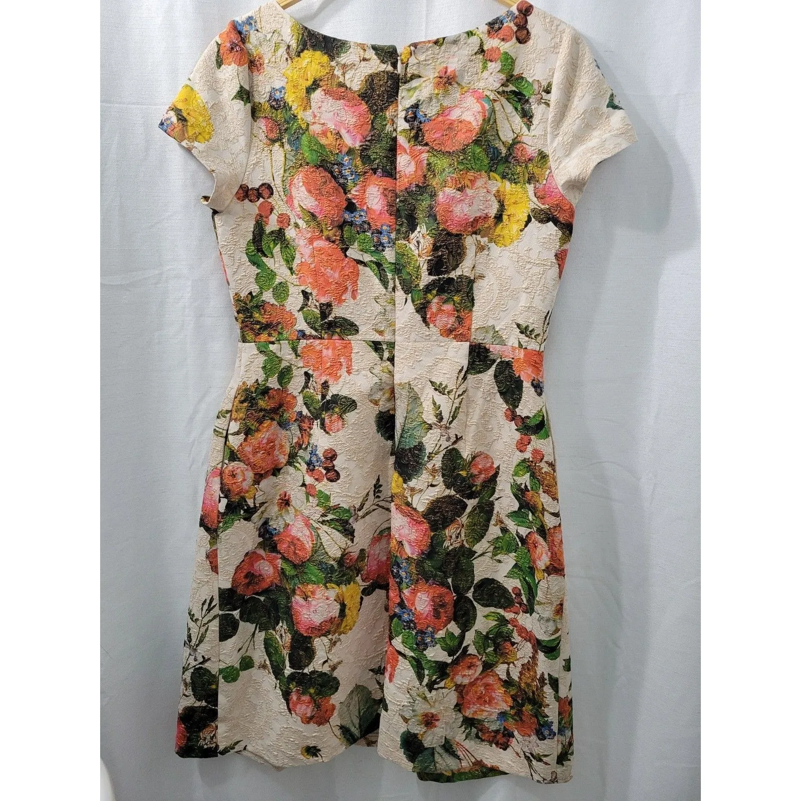 Adrianna Papell Floral Brocade Matelasse Dress Size 12 Orange - Image 4