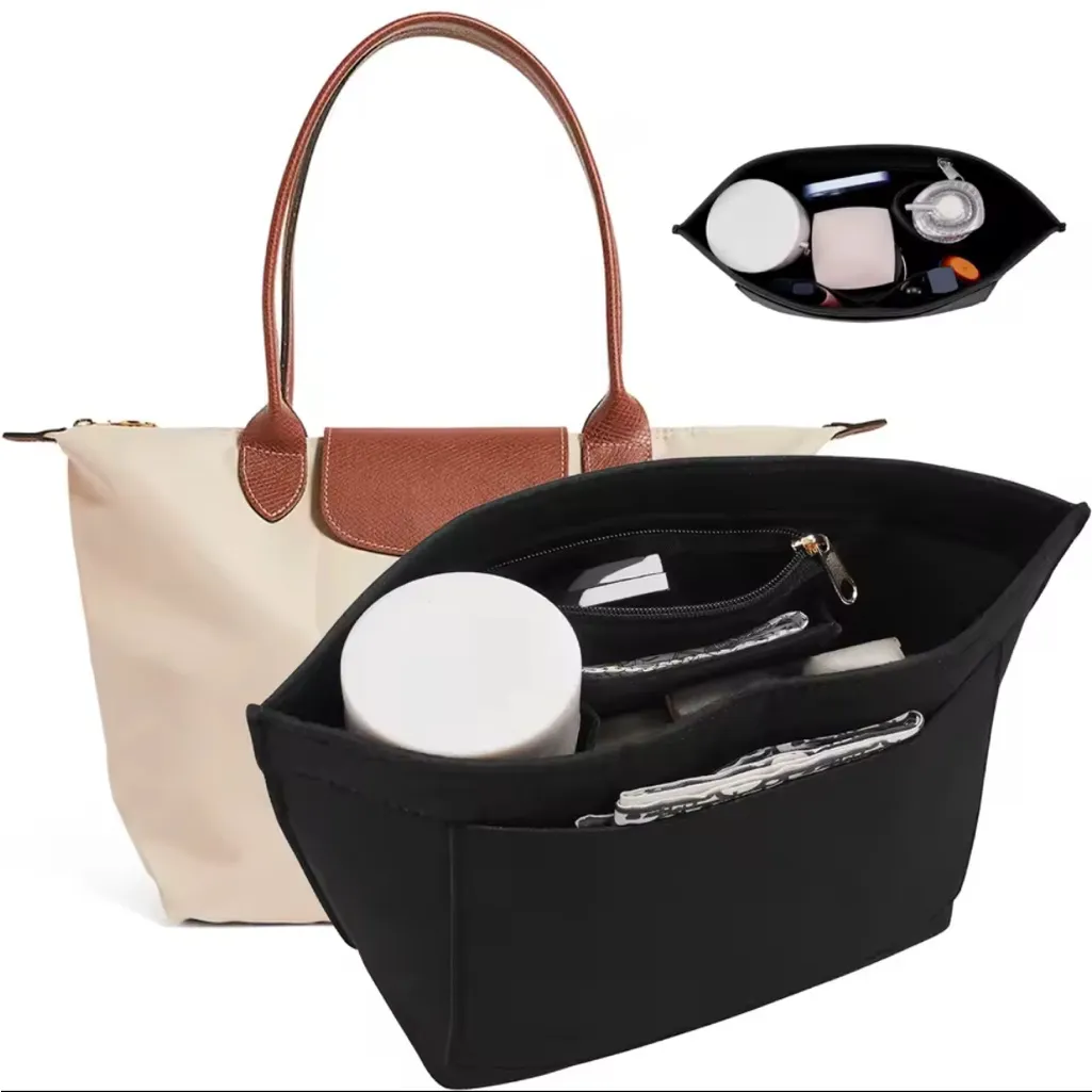Longchamp Small Le Pliage Pouch Purse Felt Handbag Bag Insert Organizer - Image 3