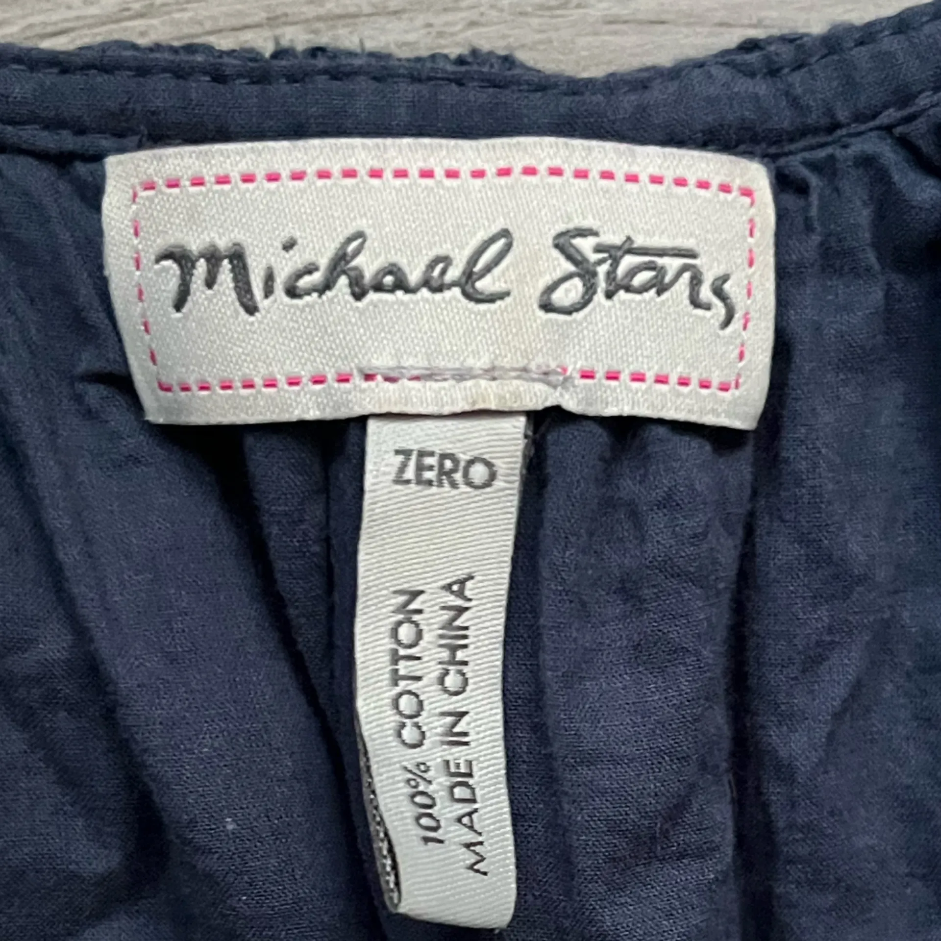 Michael Stars Navy Puff Sleeve Eyelet 100% Cotton Peasant Top Size 0 XS Floral - Image 4