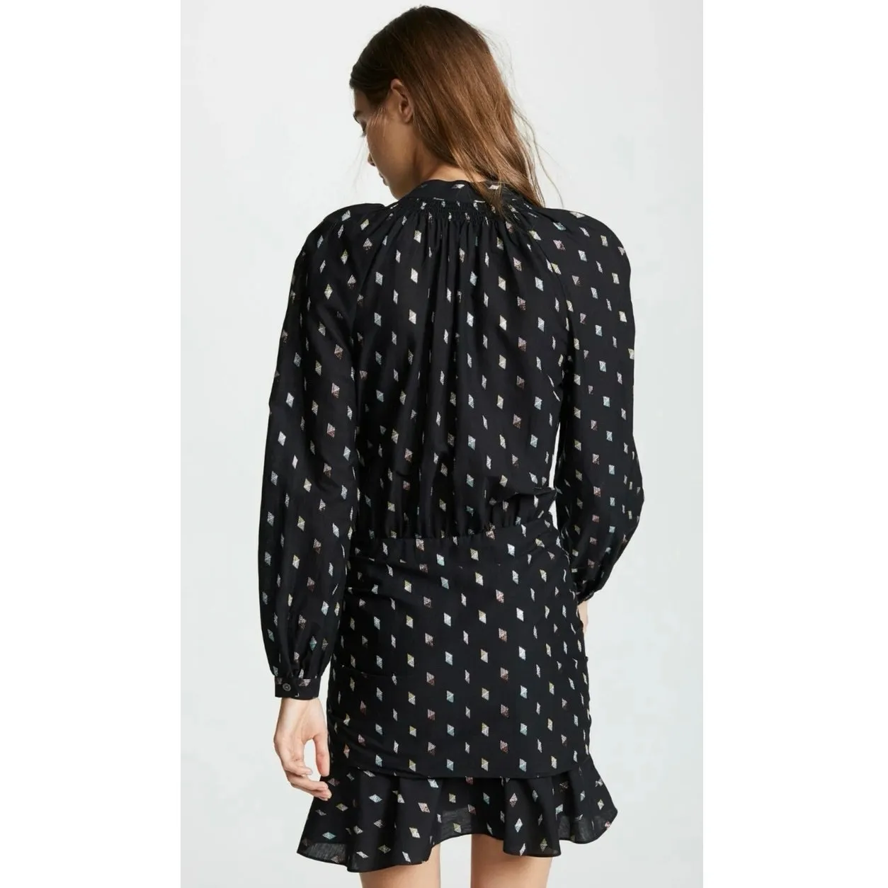 Veronica Beard Black Alia Metallic Geometric Long Sleeve Mini Dress Size 2 XS - Image 3