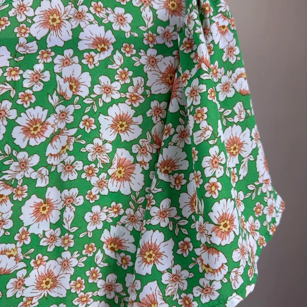 Romantic Pink Floral Medium Fairy Ruffle Feminine Cottagecore Spring Office Top - Image 3