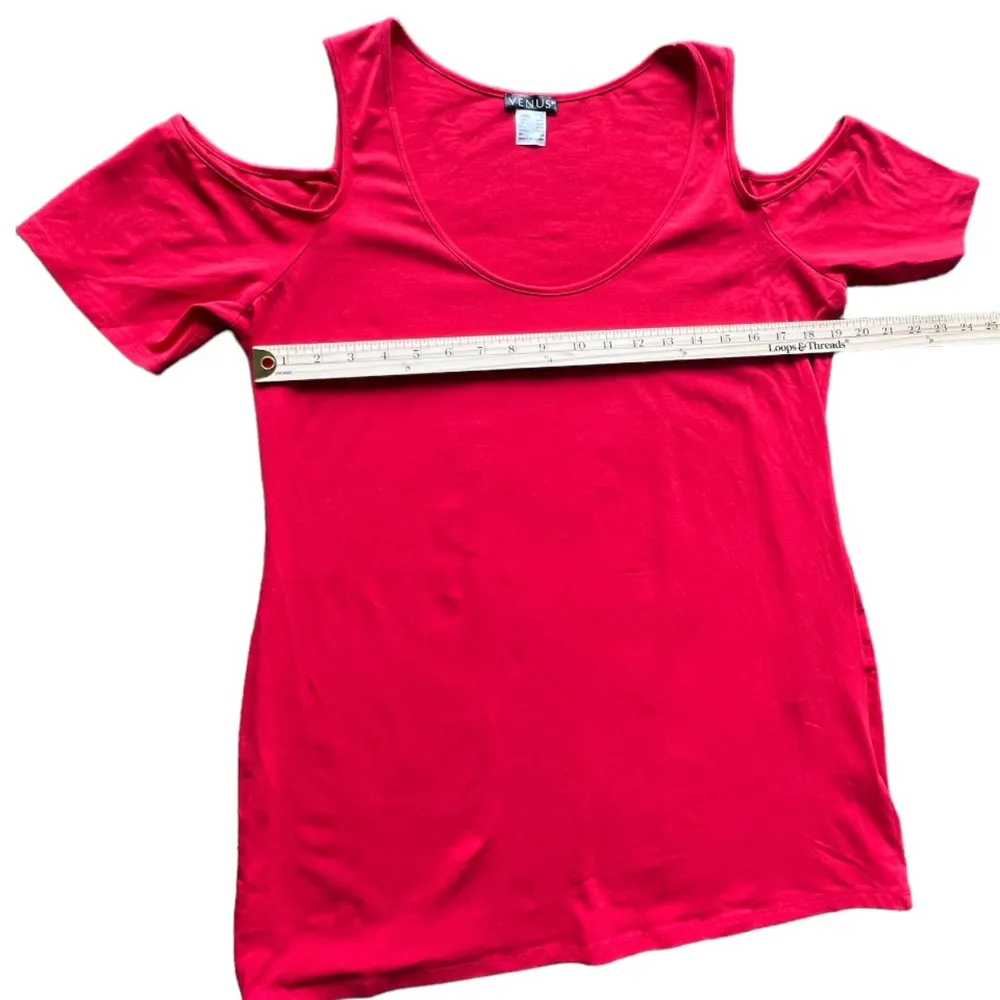Red Cold Shoulder Top Venus short sleeve casual women size XL - Image 8