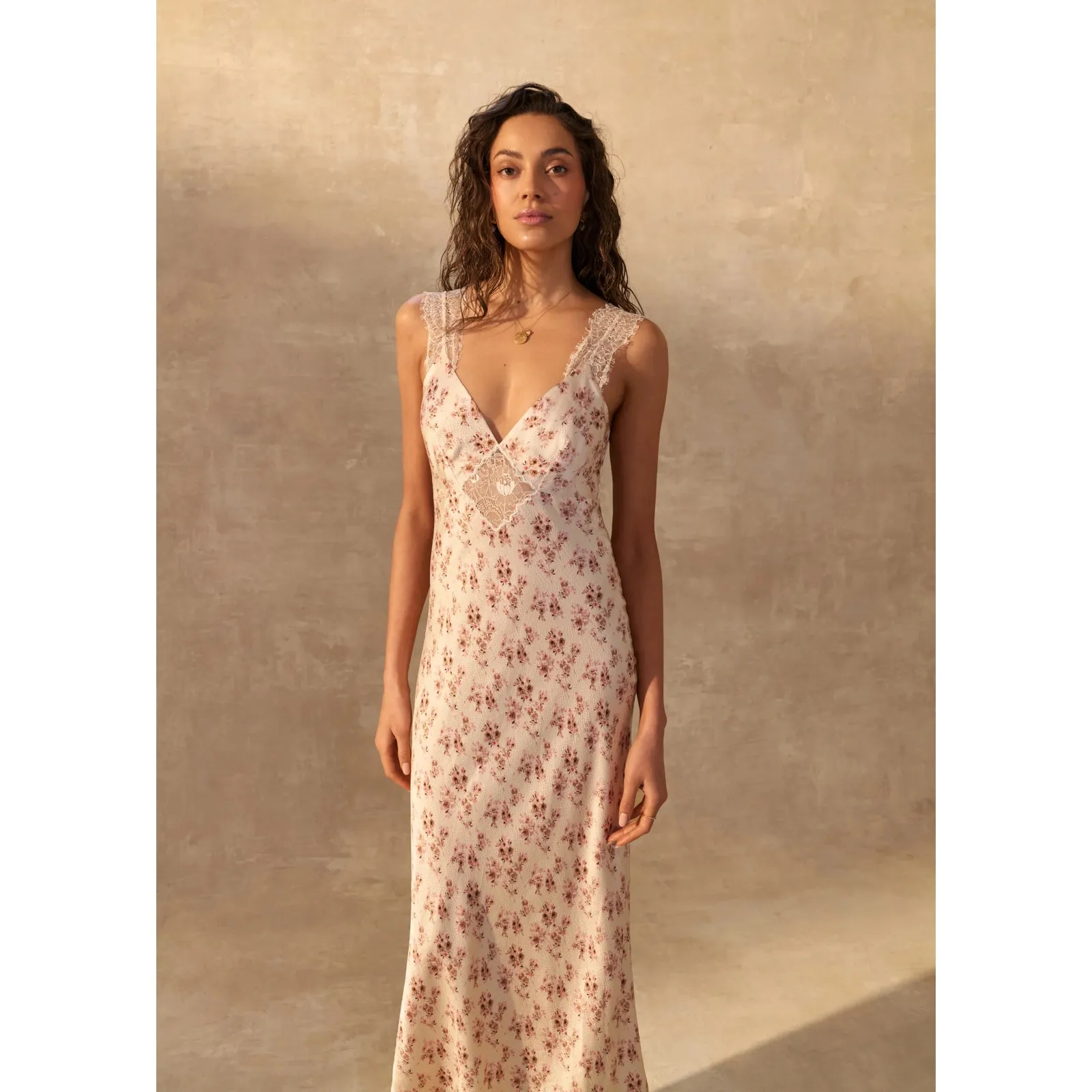 Cami NYC Rika Floral Hammered Silk Dress ivory pink size 6 - Image 12