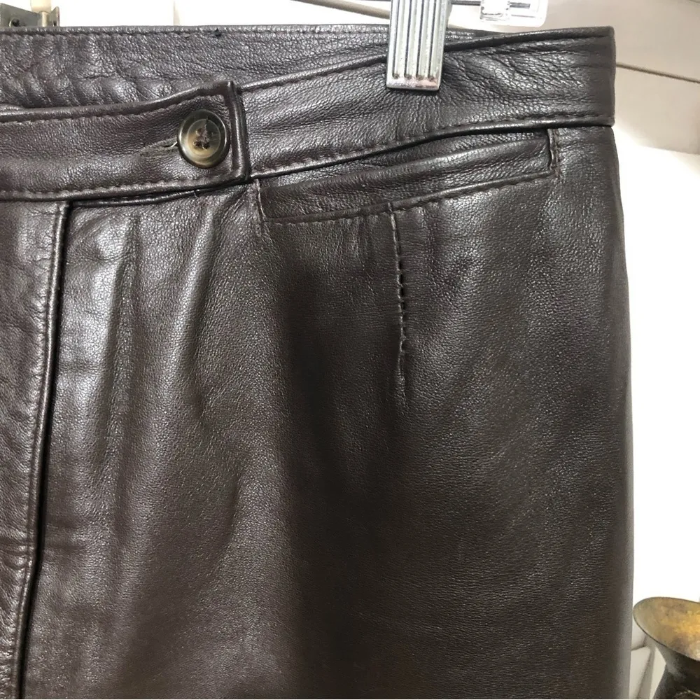 Vintage Leather Pants 90s Made in UK Dark Brown Size Medium - Image 5