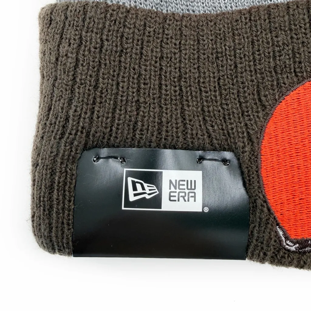New Era Cleveland Browns Winter Hat Beanie Mens Womens NFL Fan Gear Gift Orange Brown - Image 2