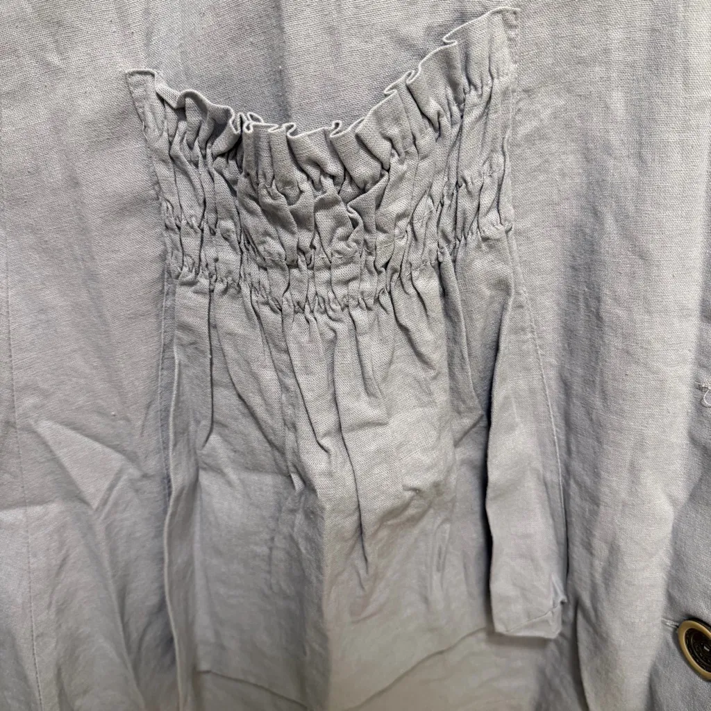 For Cynthia Linen Blend Dress Tunic Button Up Pockets Lagenlook Size Large - Image 9