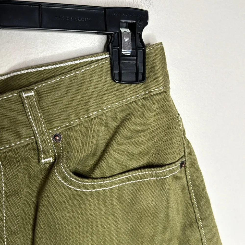 PacSun Olive Spliced Ultra High Waisted Vintage Denim Shorts 100% cotton size 27 - Image 5