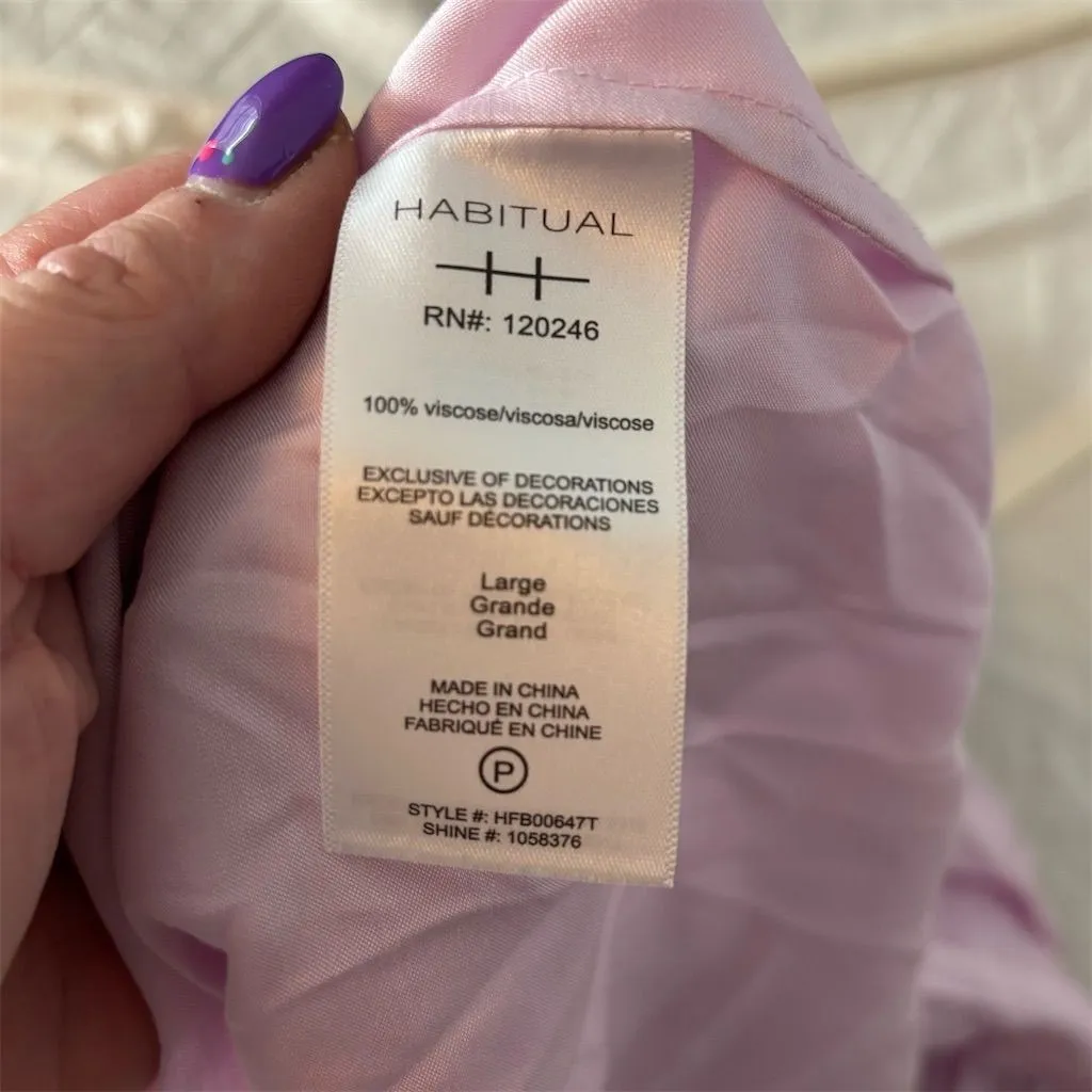 Habitual Women's Pink V-Neck Long Sleeve Blouse Size L Casual‎ - Image 6