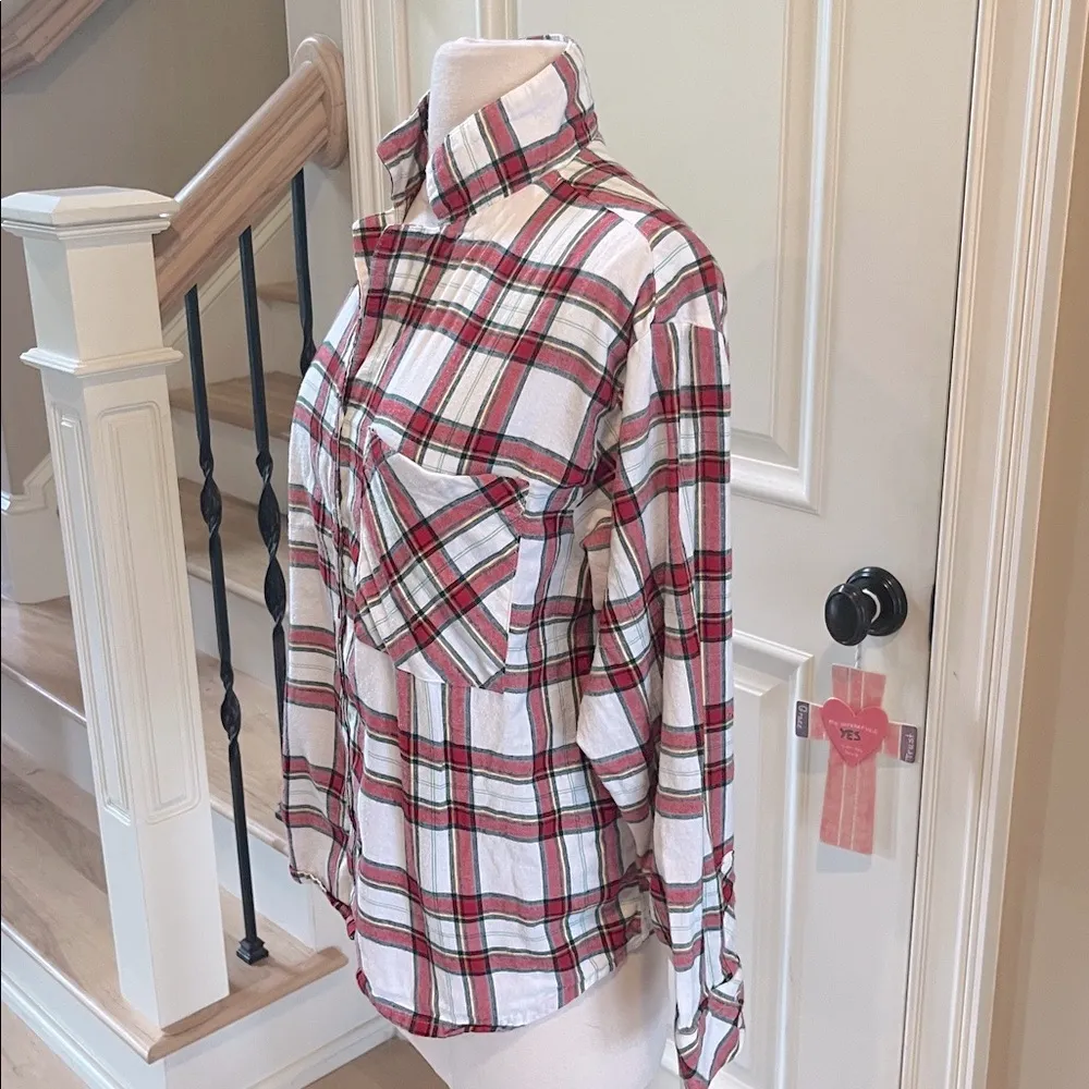 Flannel Button Down Red White Size XS - Image 4