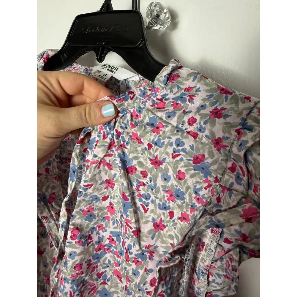 BB Dakota Steve Madden Girly Coquette Floral Ruffle Sleeveless Cotton Tank Top S - Image 2