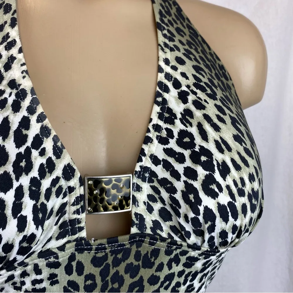 Tommy Bahama Brown & Black Animal Leopard Print 1 Piece Swim Bathing Suit 6 - Image 3