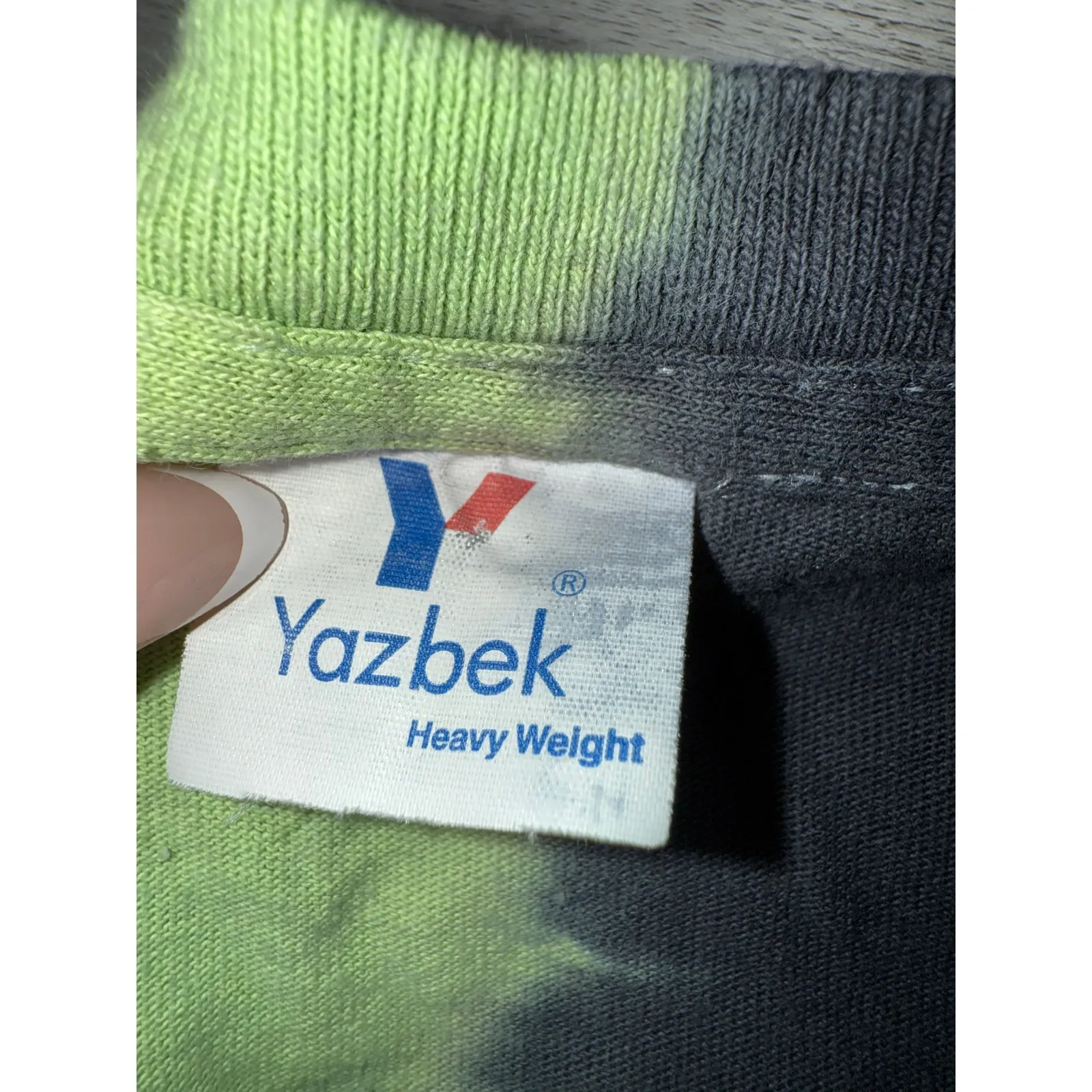 Vintage Y2K Dragon Yazbek Tag Green Black Tie Dye T Shirt Size Large - Image 2