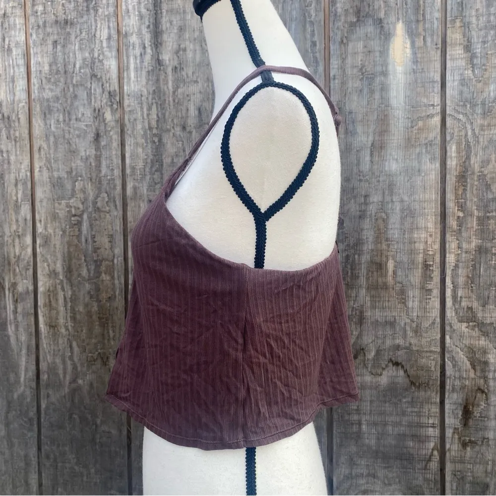 New Aerie Tank/Cami Size Large V Cut Slit Racerback Double Straps Crochet Back - Image 3