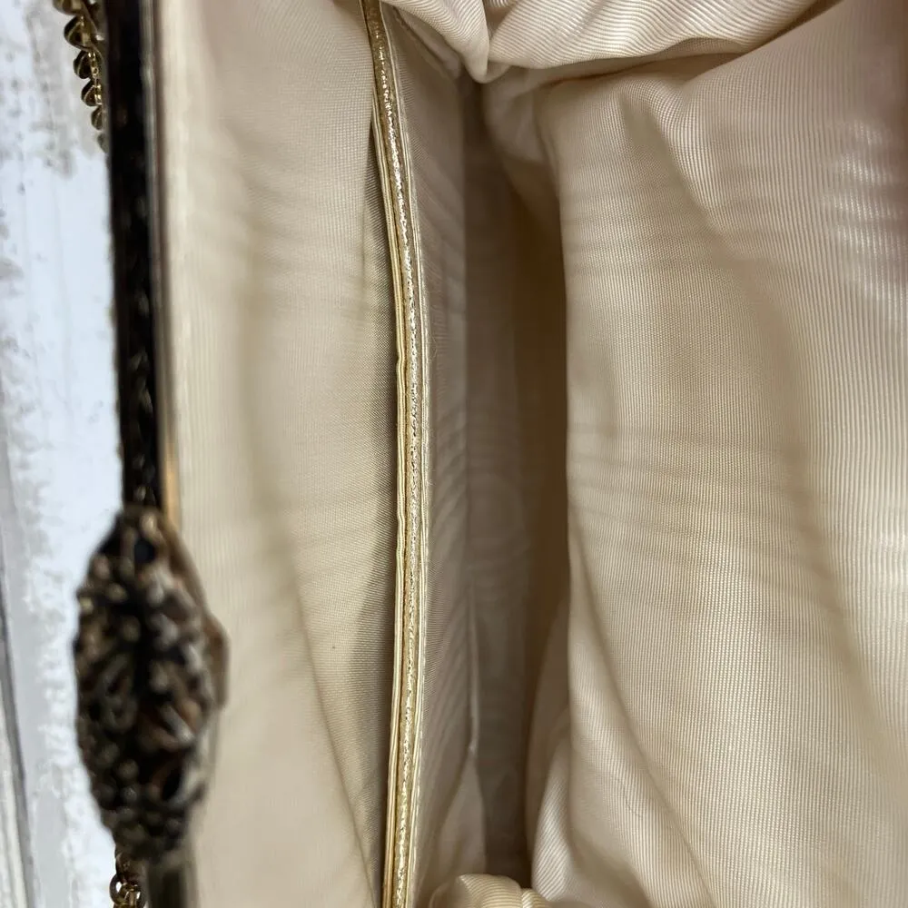 VTG Purse Needlepoint Tapestry Floral Cream Pink Framed 50s 60s Classic Coquette - Image 10