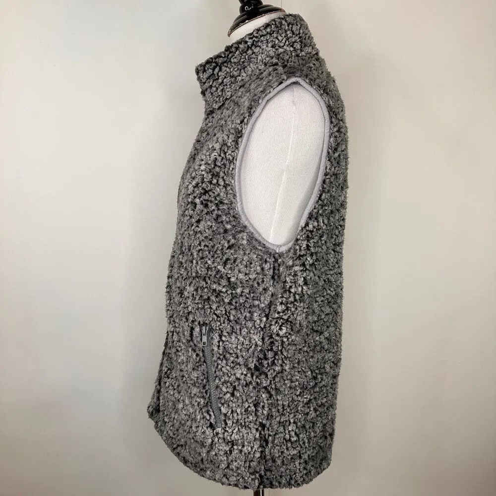 Merokeety Grey Sherpa Zip Up Vest Size Small - Image 4
