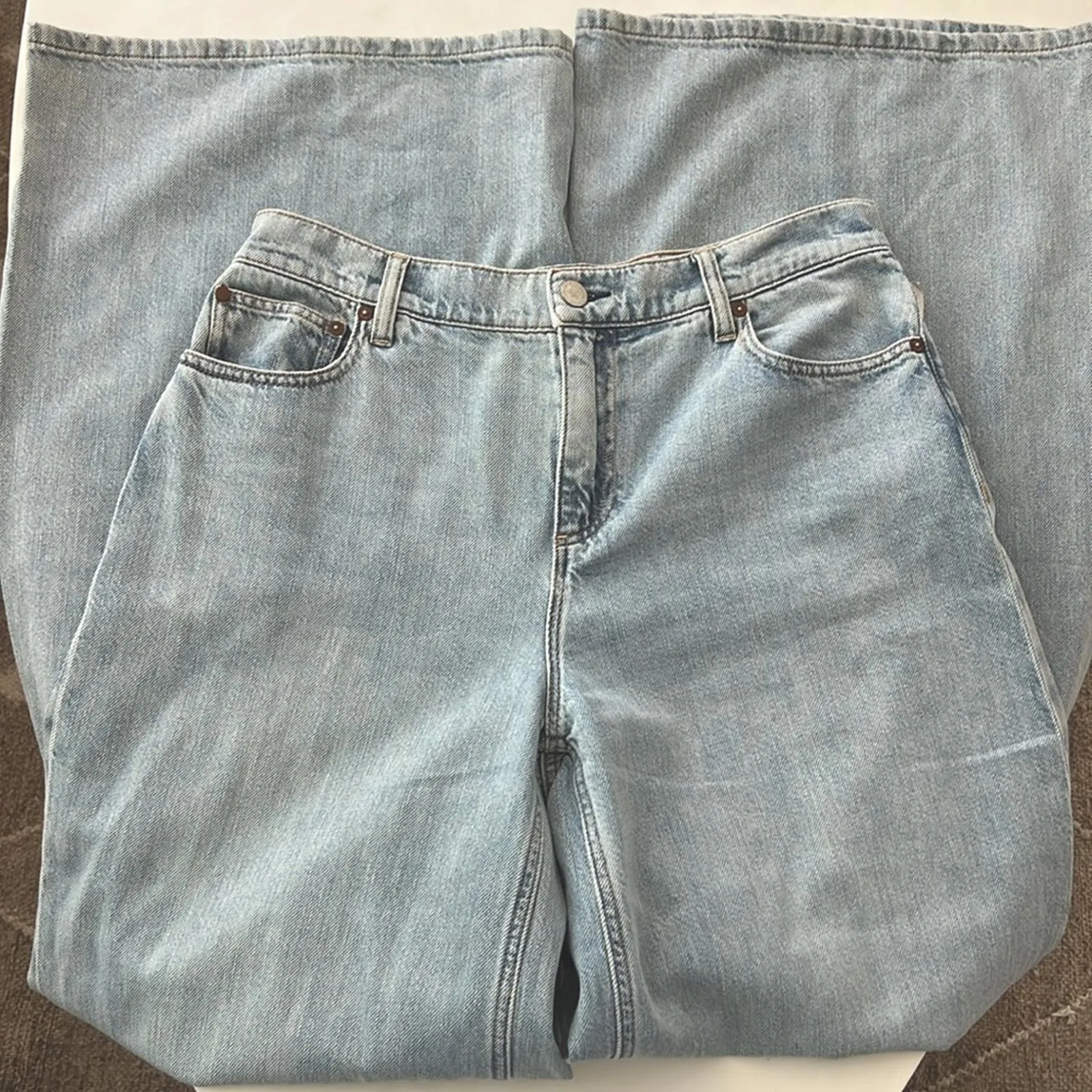 Alice + Olivia HARPER MID RISE SUPER BAGGY JEAN Rockstar Blue 29 $330 [COPY] - Image 5