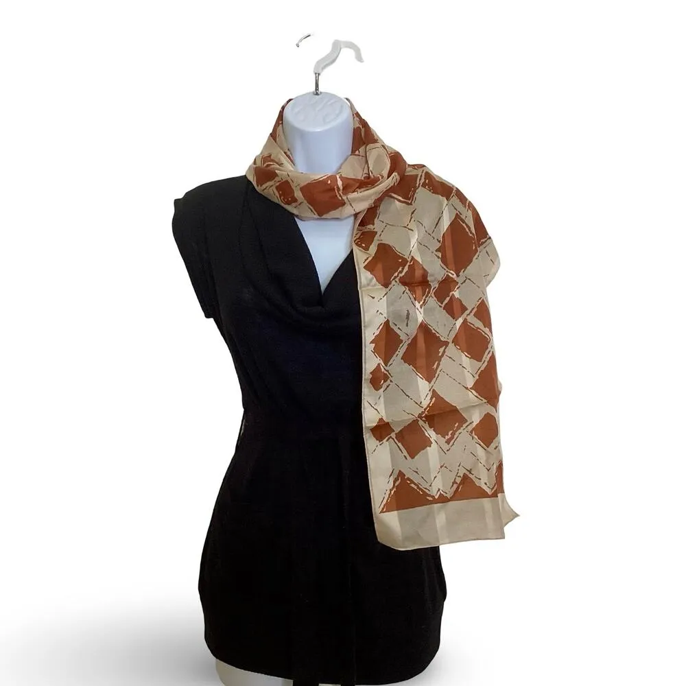 Vintage Spring Satin Scarf Brown - Image 2