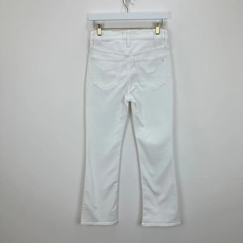 Madewell Kick Out Crop Jeans Pure White Stretch Mid Rise Flare NI961 US 26 NWT - Image 9