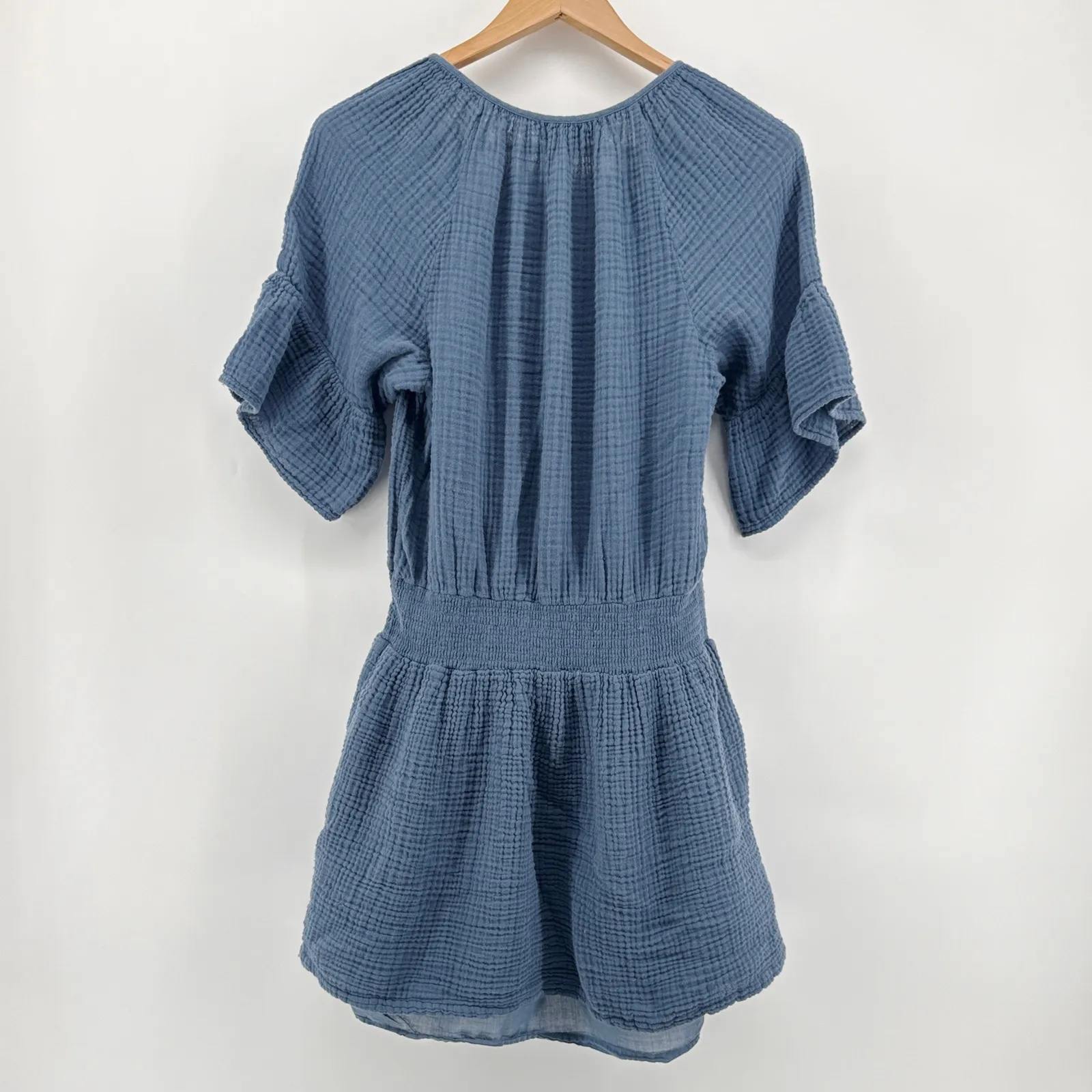 Michael Stars Katelyn Peasant Mini Dress In Lake Gauze Smocked Waist Size Large - Image 5