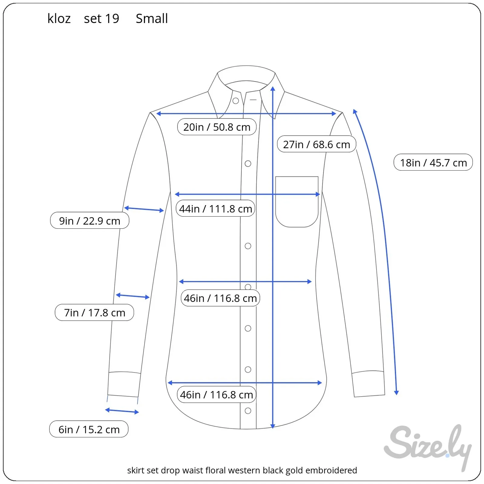 skirt set drop waist floral western black gold embroidered - Image 3