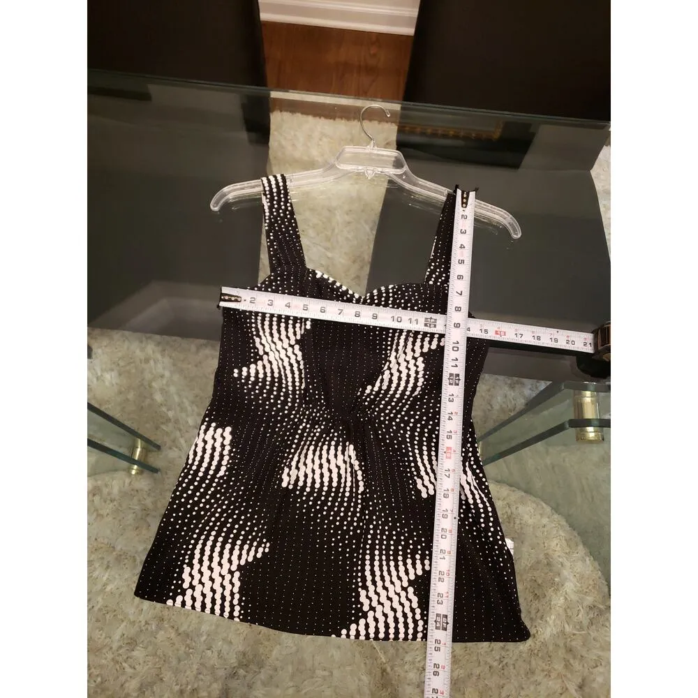 Kenneth Cole Women Top Small Black & White Polka Dot Printed Sleeveless Outdoor - Image 11