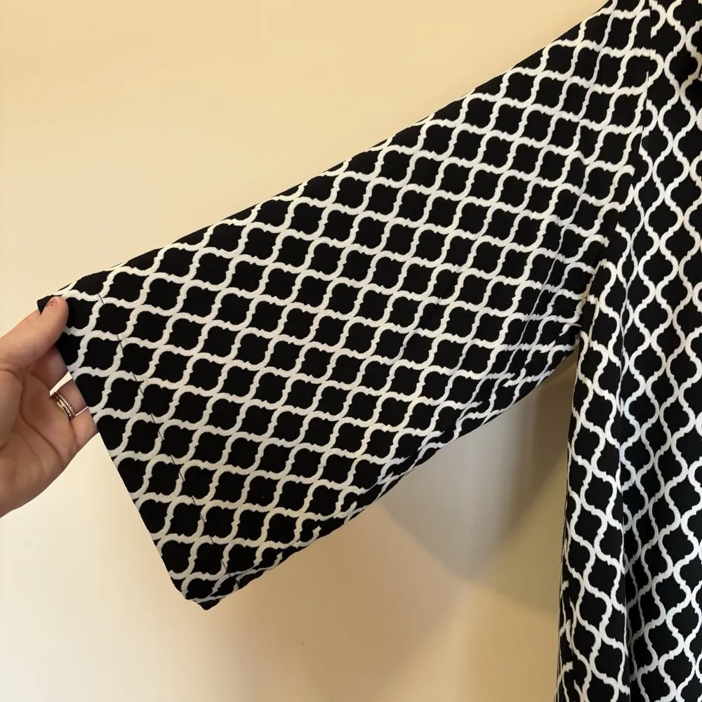 IC by Connie K Textured Swing‎ Jacket Geometric Lagenlook Art Sz M Blk Wht Black Size M - Image 3