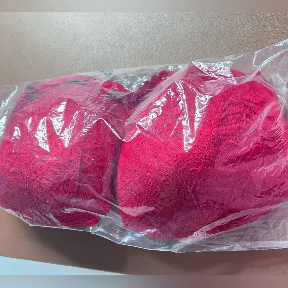 Women's Lace Strapless Bra Lightly Padded Full Coverage Multiway Bras Red 42DD. Size undefined - Image 7