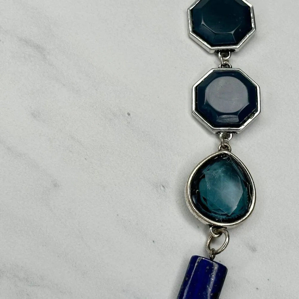 Chicos Blue Beaded Silver Tone Long Necklace 43" ✨ - Image 5