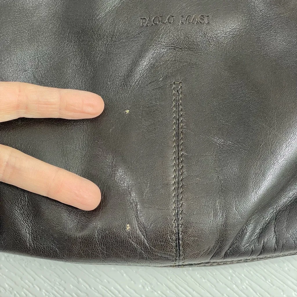 Paolo Masi Brown Leather Buttery Soft Shoulder Bag with Braided Leather Strap - Image 5