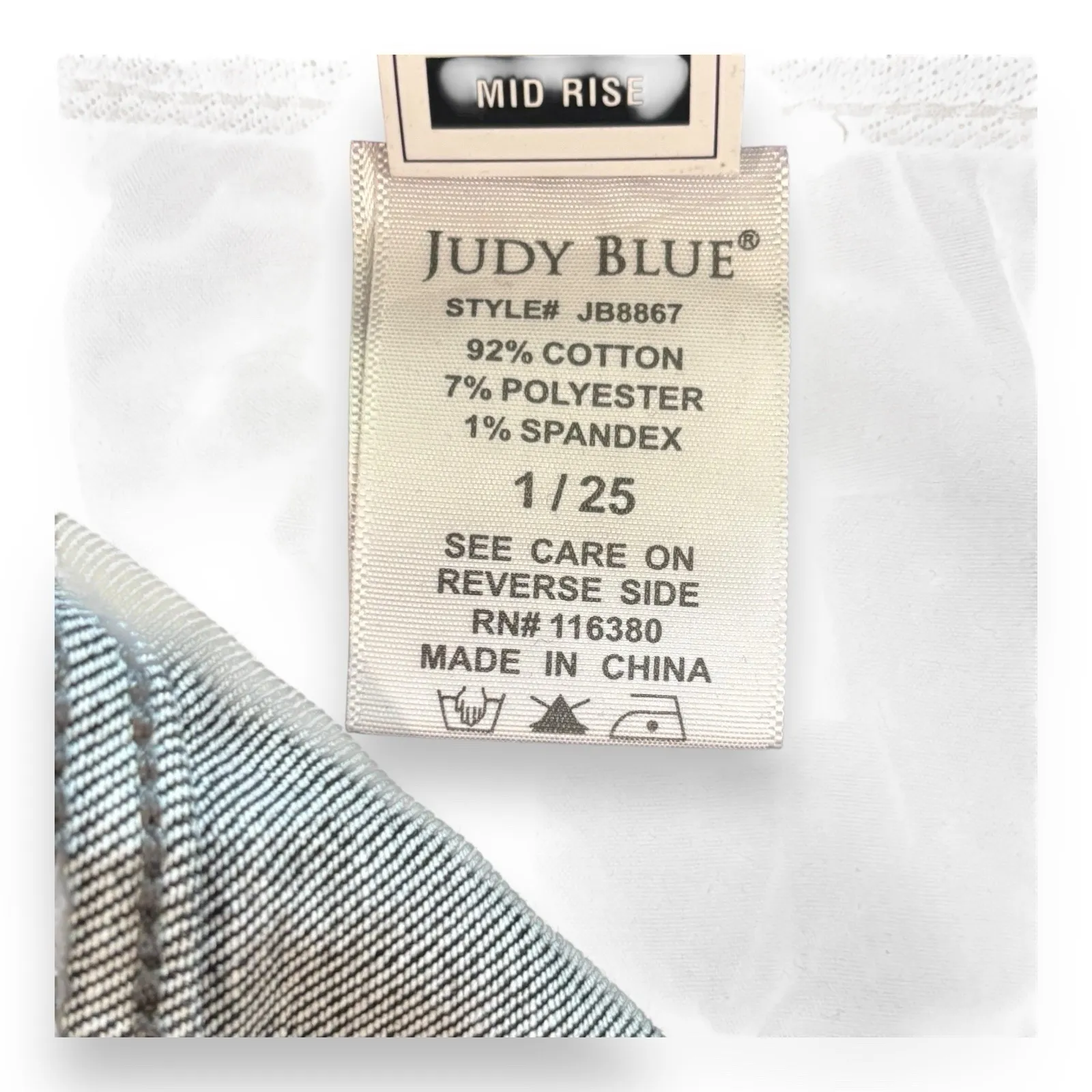 JUDY BLUE Jeans Distressed Boyfriend Fit Mid Rise Size 1/25 Black New - Image 7