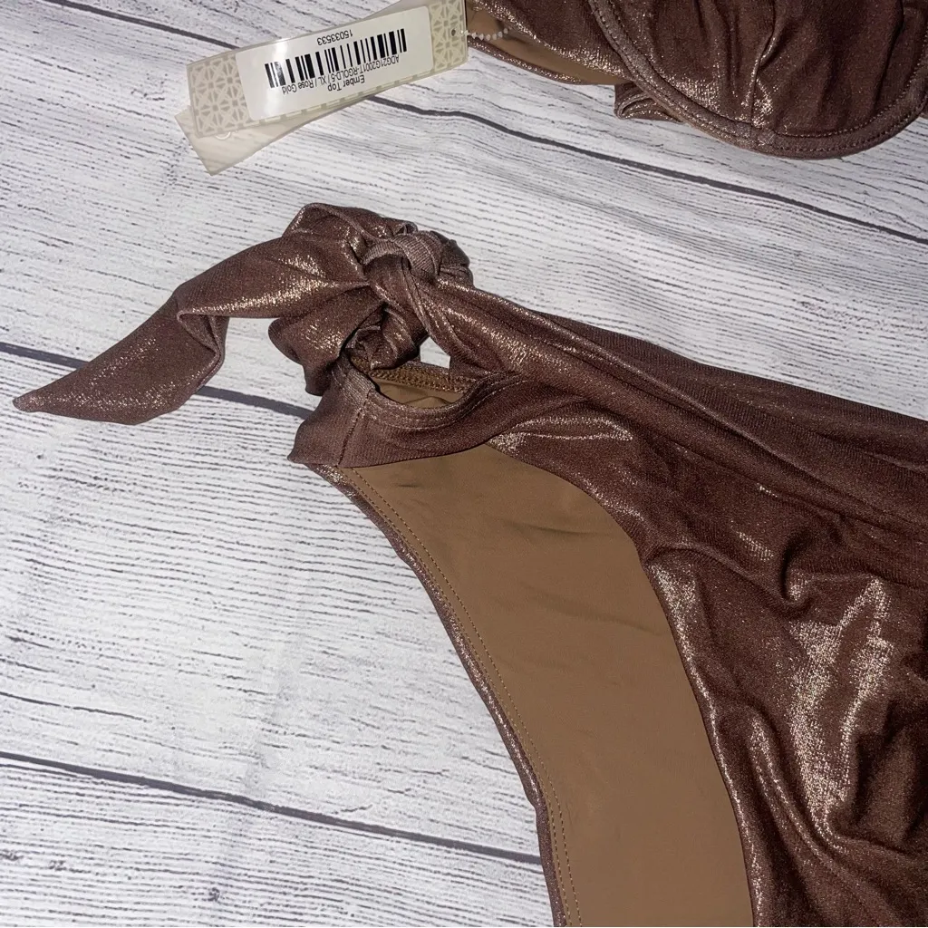 NWT Devon Windsor Swim x Alexis Rose Gold Bikini Brown Size L - Image 6