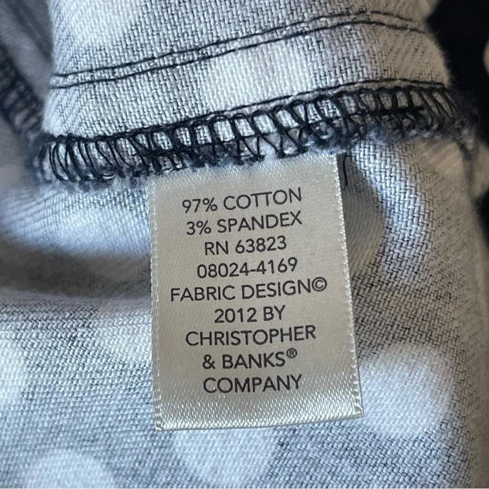 𝅺CJ  Banks Women’s Navy White Polka Dots Jacket Size 1X Denim Buttons Casual - Image 8