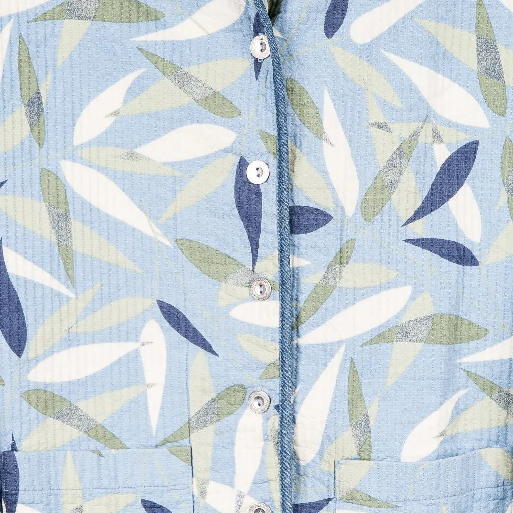 Alfred Dunner Quilted Jacket 16P Womens Boho Blue Green Leaves Cotton Pocket - Image 4