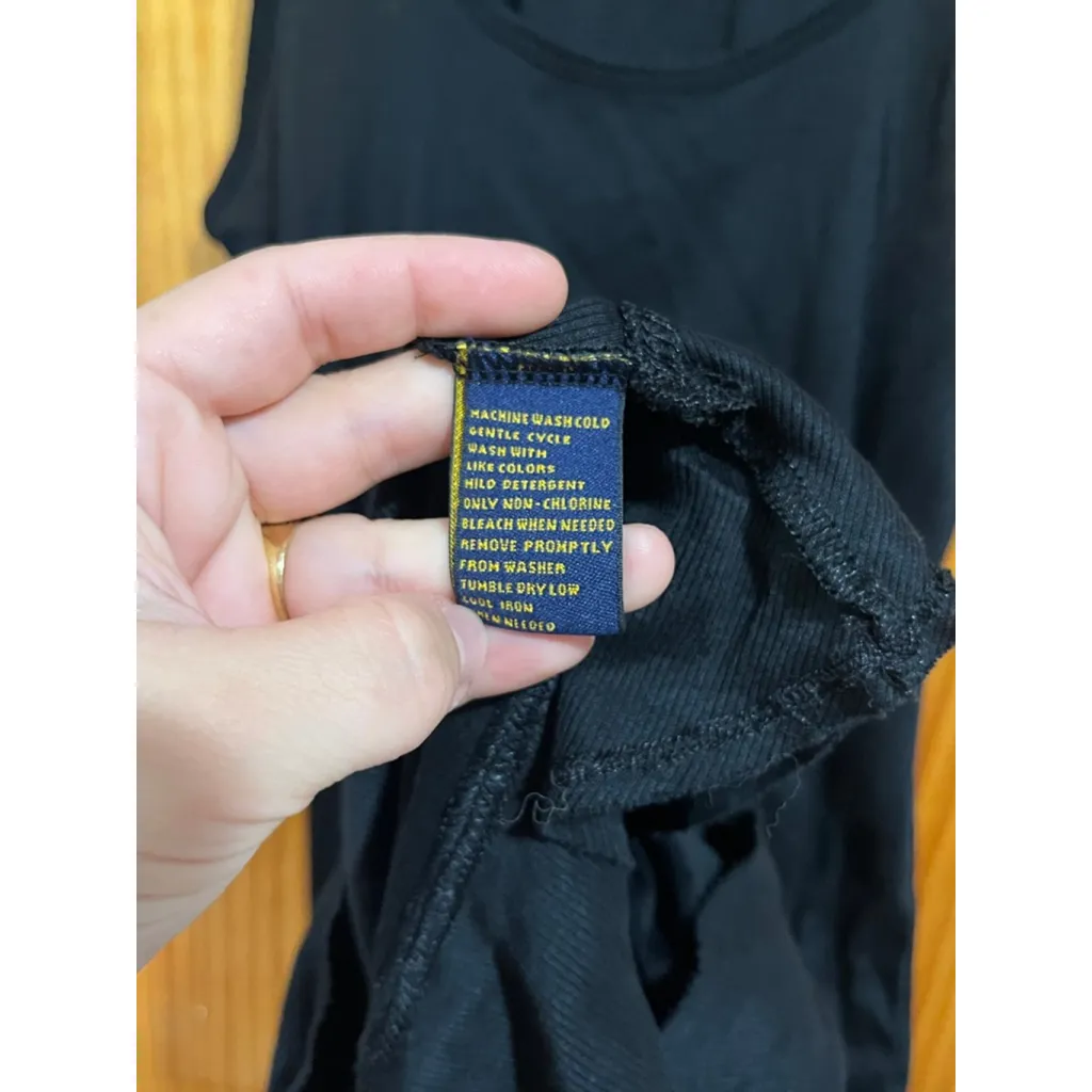 Ralph Lauren Rugby Black Cotton Tank Dress Women’s Large Racerback Flounce - Image 3