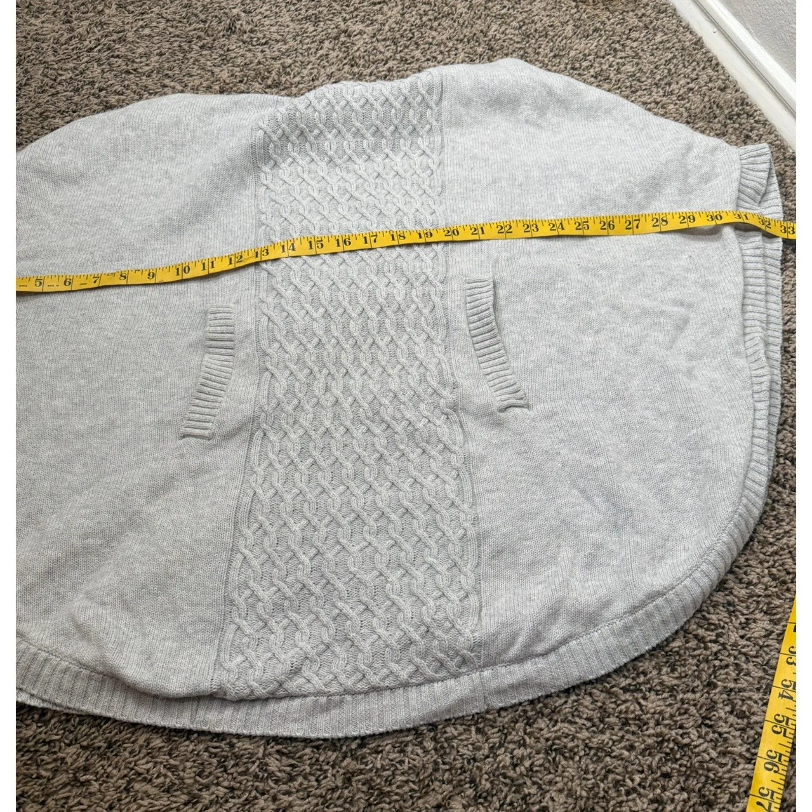 Cabi Gray Cable Knit Sweater Poncho Womens Sz XS Oversized Turtle Neck - Image 8