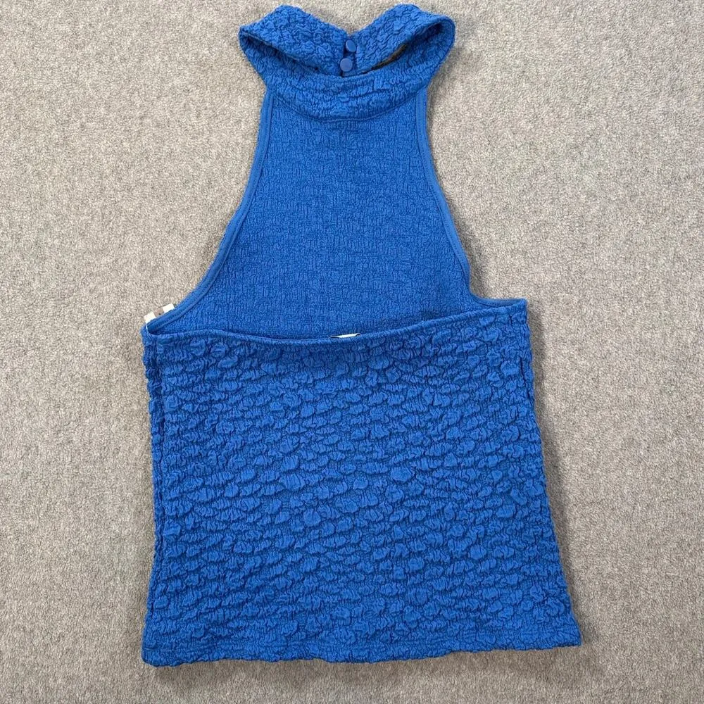 Maeve Anthropologie Textured High Neck Halter Tank Top Women's Medium Blue New - Image 8