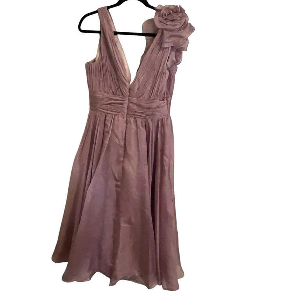 Mac Duggal  Pink Sleeveless Chiffon A-Line Tea Length Cocktail Dress Size 8 - Image 2