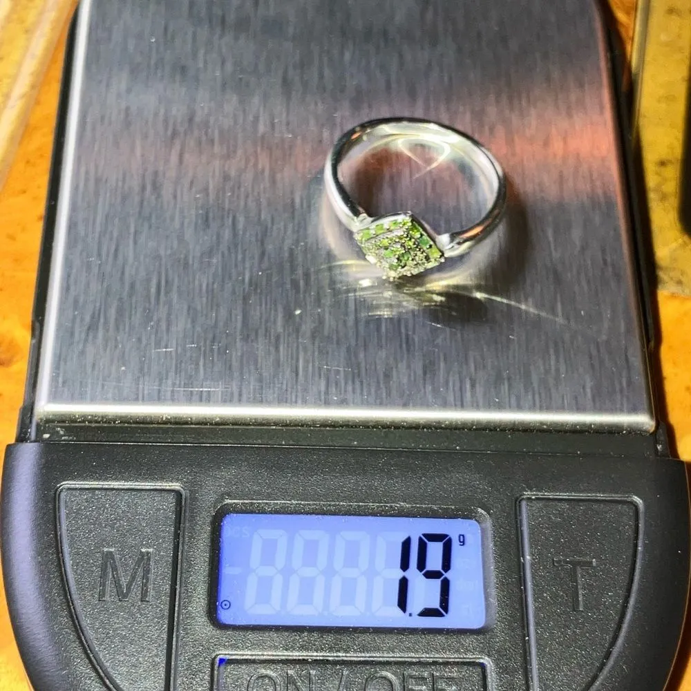 Natural Green Diamond Sterling Silver Ring Size 6 - Image 8