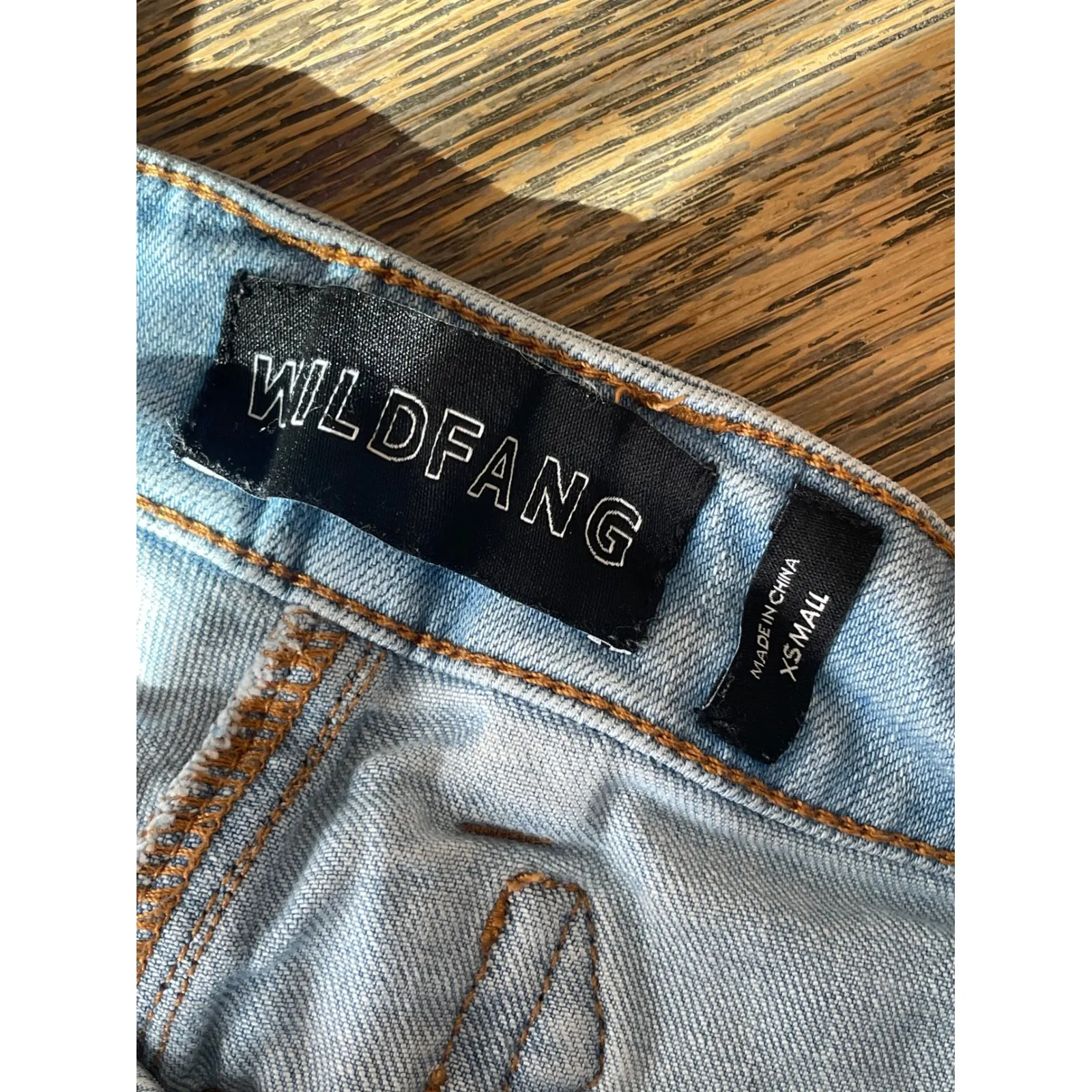 WILDFANG Essential Denim Work Pant Light Wash Cotton Spandex Relaxed Fit Blue Size XS - Image 3