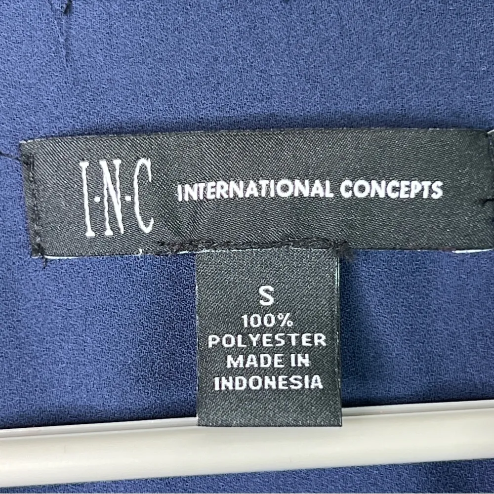 INC Small Chiffon Navy Blue Twisted Front Long Sleeve Sheer Blouse - Image 10