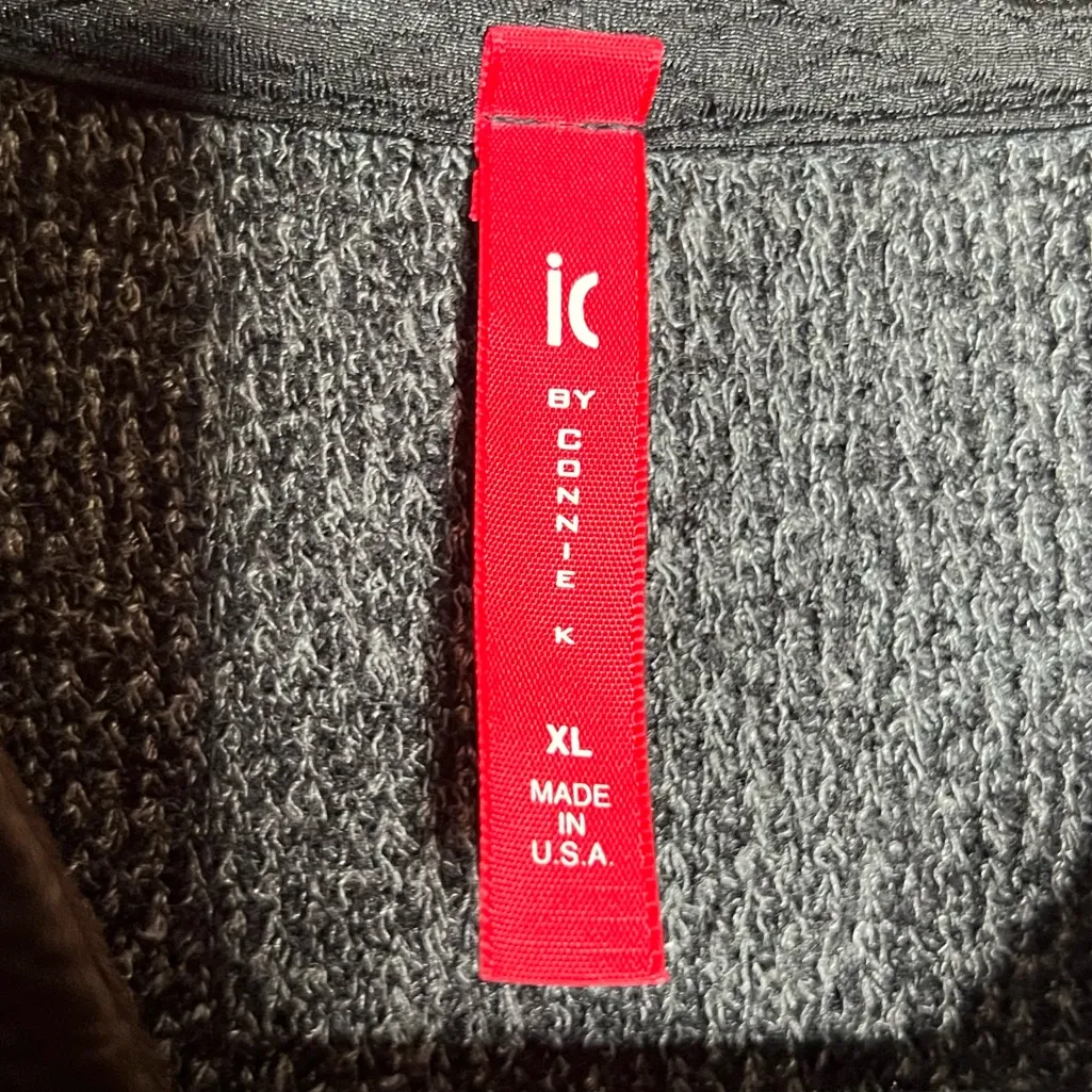 IC by Connie K Sleeveless Zip Knit Vest Dress Size XL Long Textured Edgy Trendy Black - Image 6