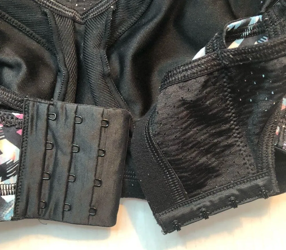 Glamorise Sports Bra Elite Performance Double Layer Black Pattern Sz 34D GUC - Image 7