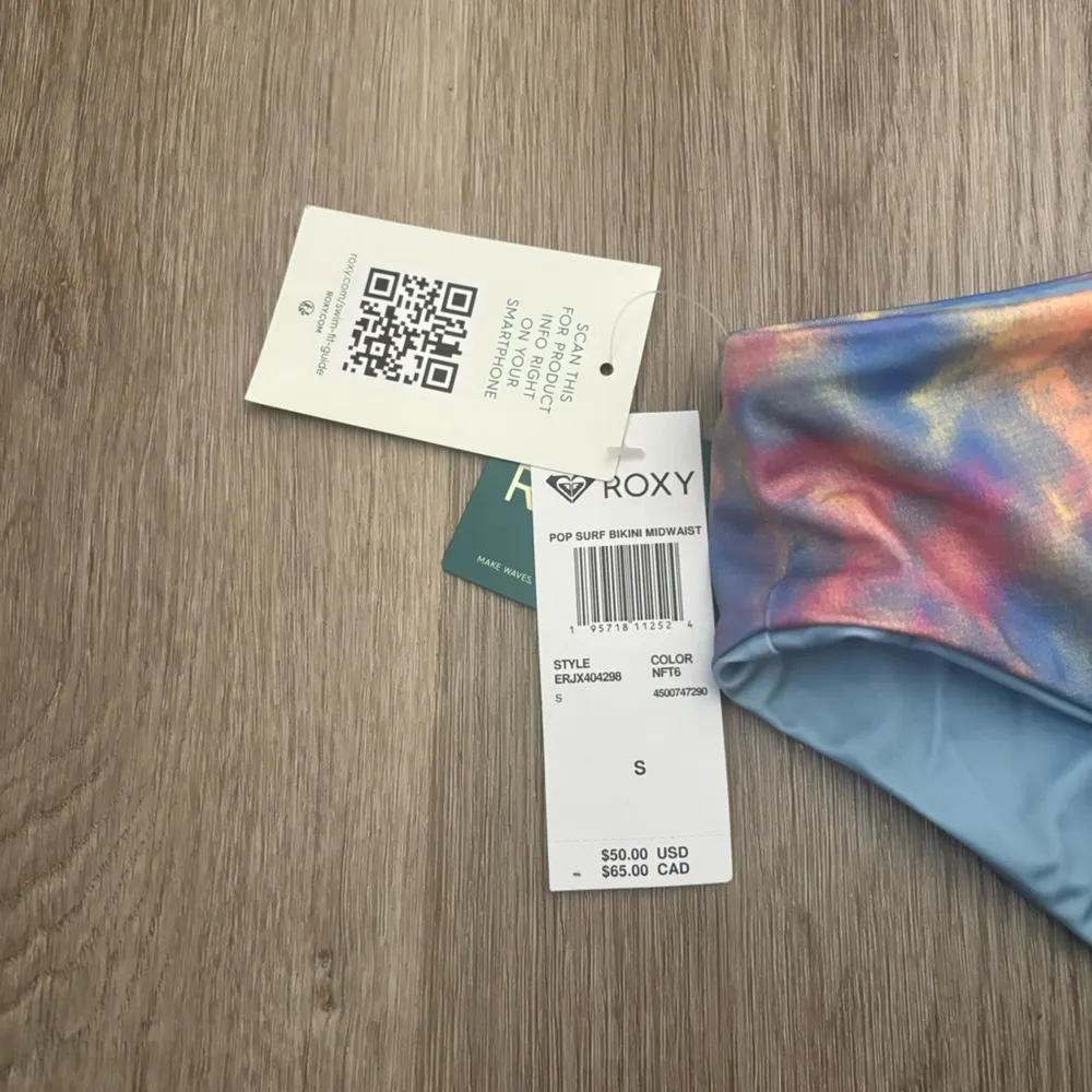 Roxy Women's Pop Surf Reversible Mid Waist Bikini Bottom Blue Tie Dye Beach - Image 13