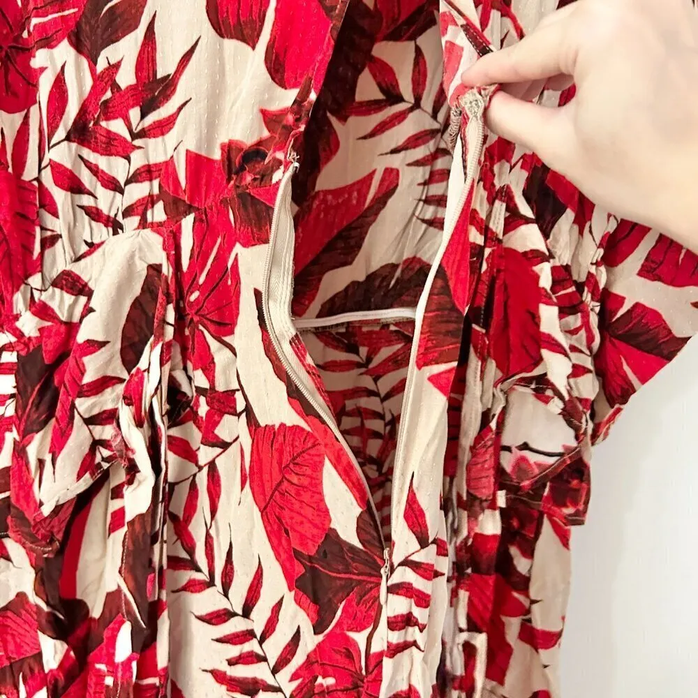 Johanna Ortiz x H&M Red Palm Print Flounced Dress Size XXL NWOT BLOGGER FAVORITE - Image 11