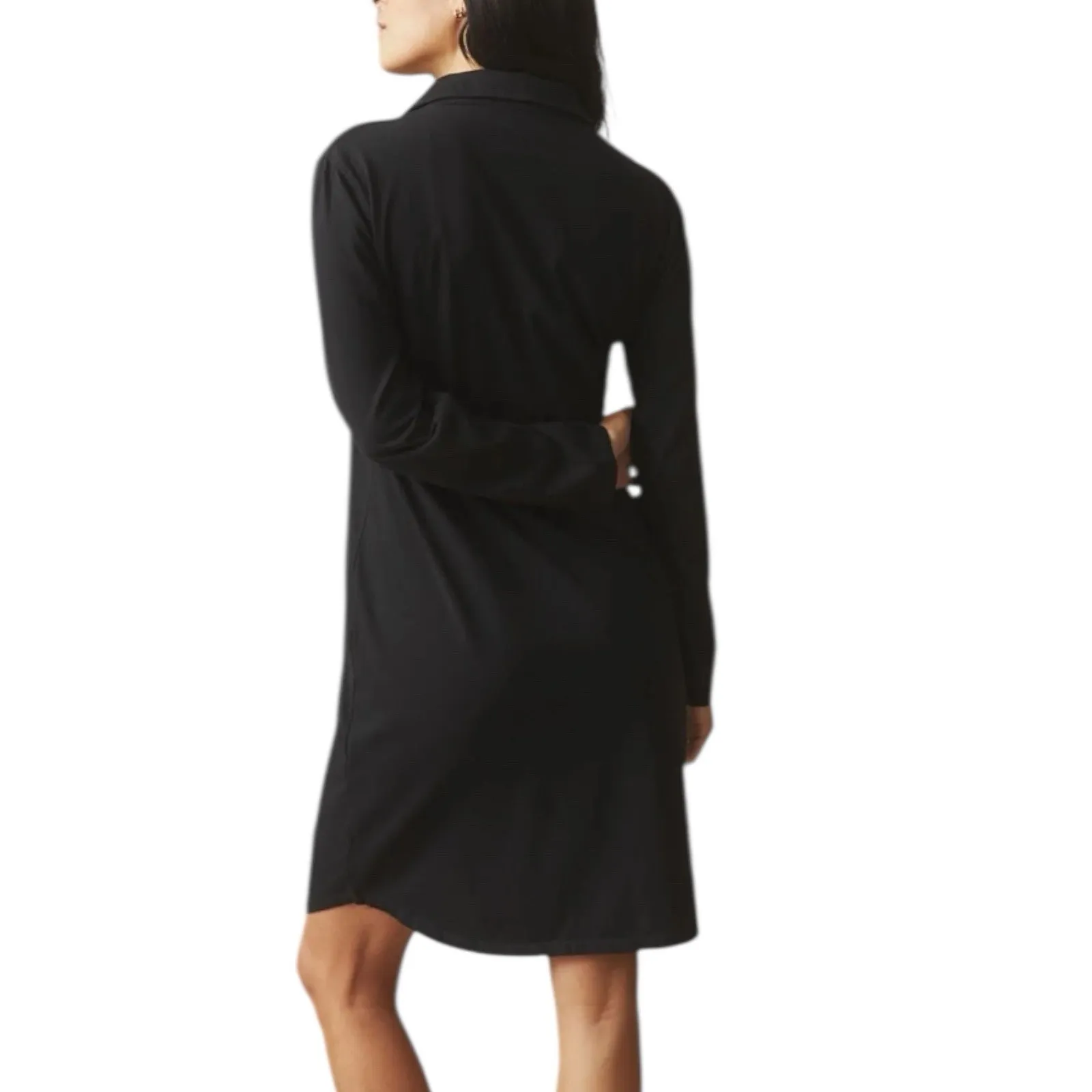 NWOT American Giant Women’s Popover Dress Long Sleeve Cotton Black Size Small - Image 3