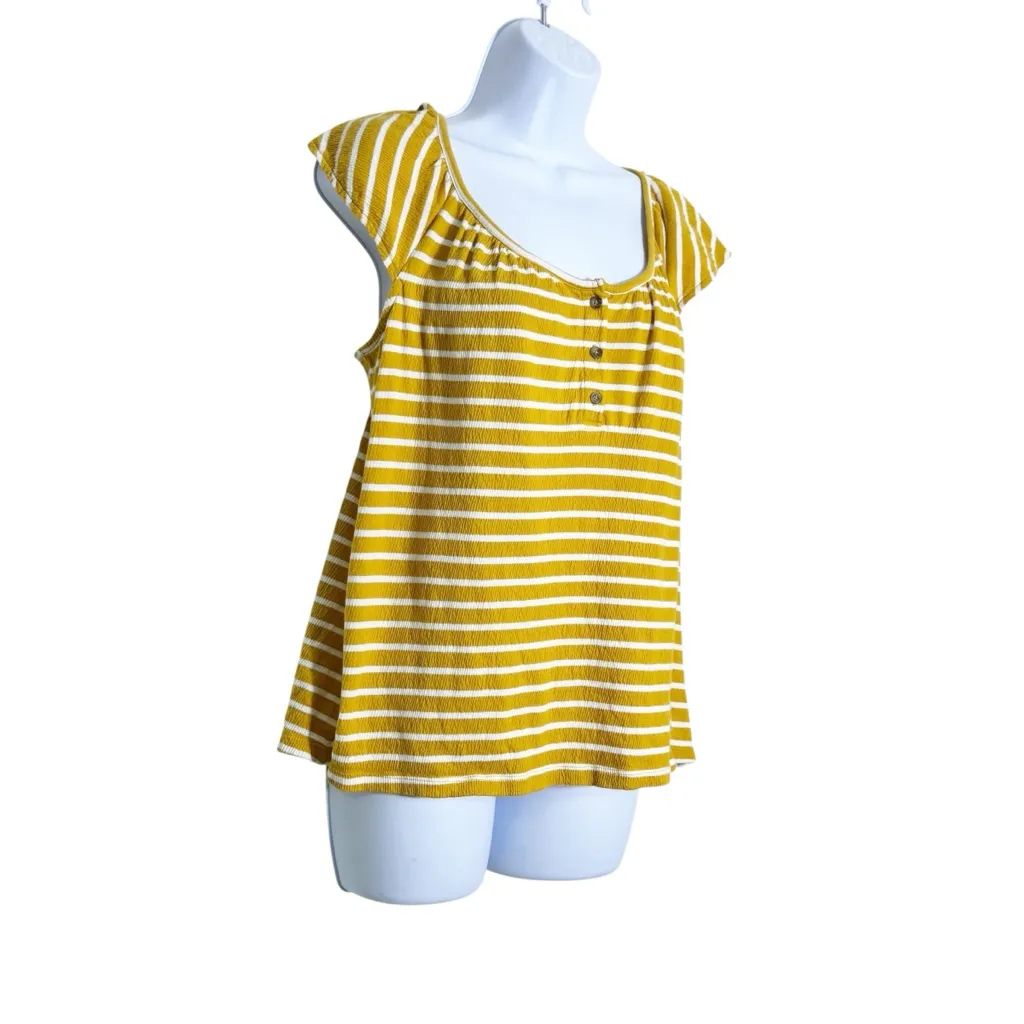 Old Navy Mustard Yellow Striped Cap Sleeve Top Size Small - Image 4