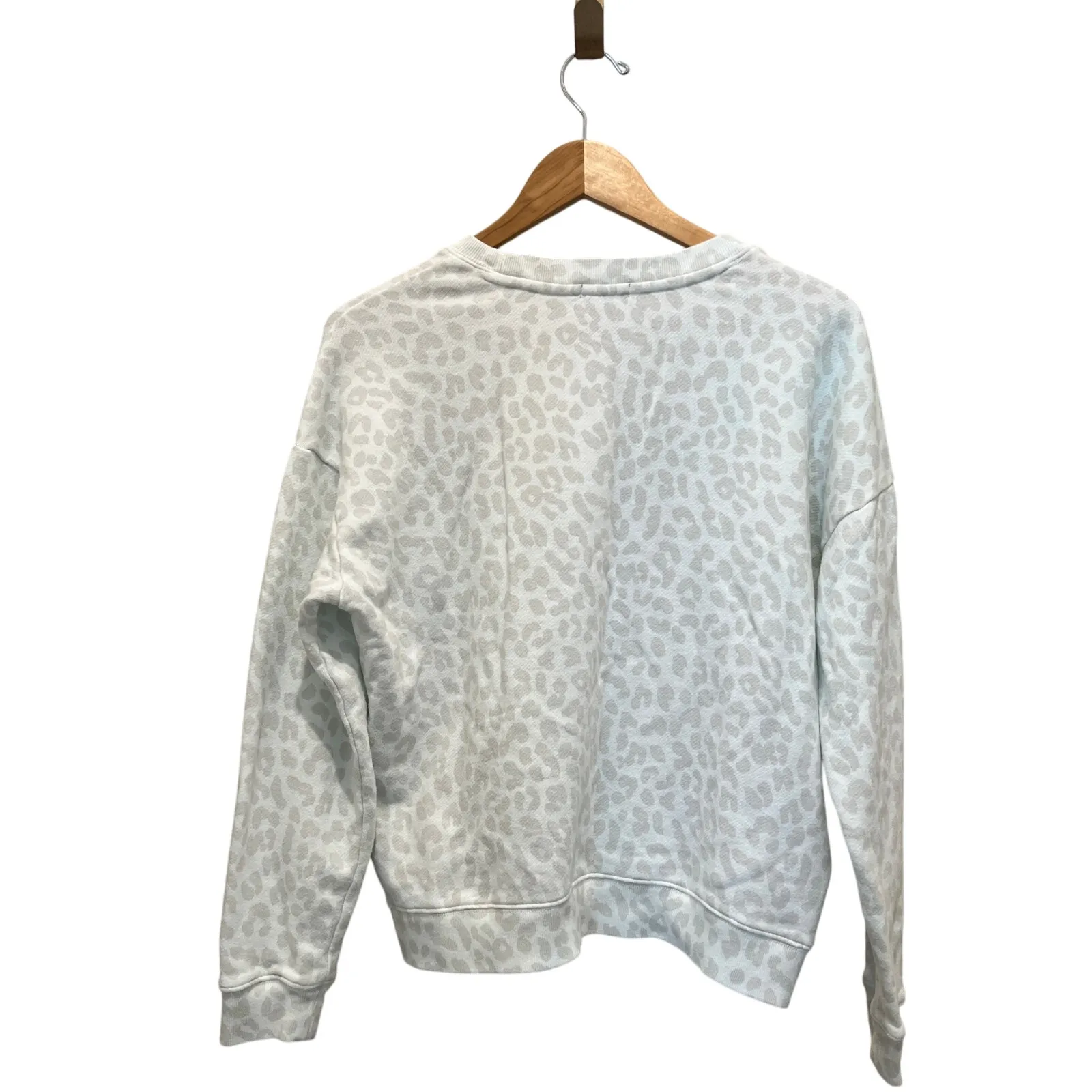 RAILS Women's White Gray Sweatshirt Sz M Leopard Print Zipper Detail Flawed - Image 3