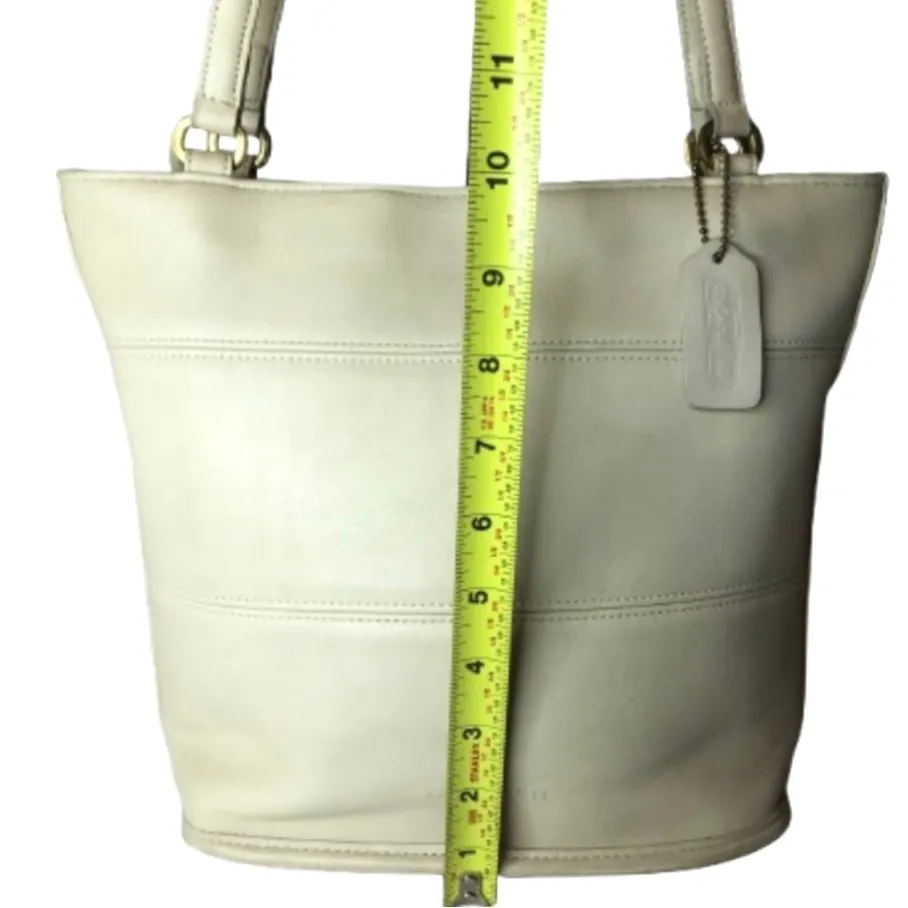 Vintage COACH TRIBECA Ivory Glove Tanned Slim Bleeker Bucket Shoulder Bag 9098 - Image 11
