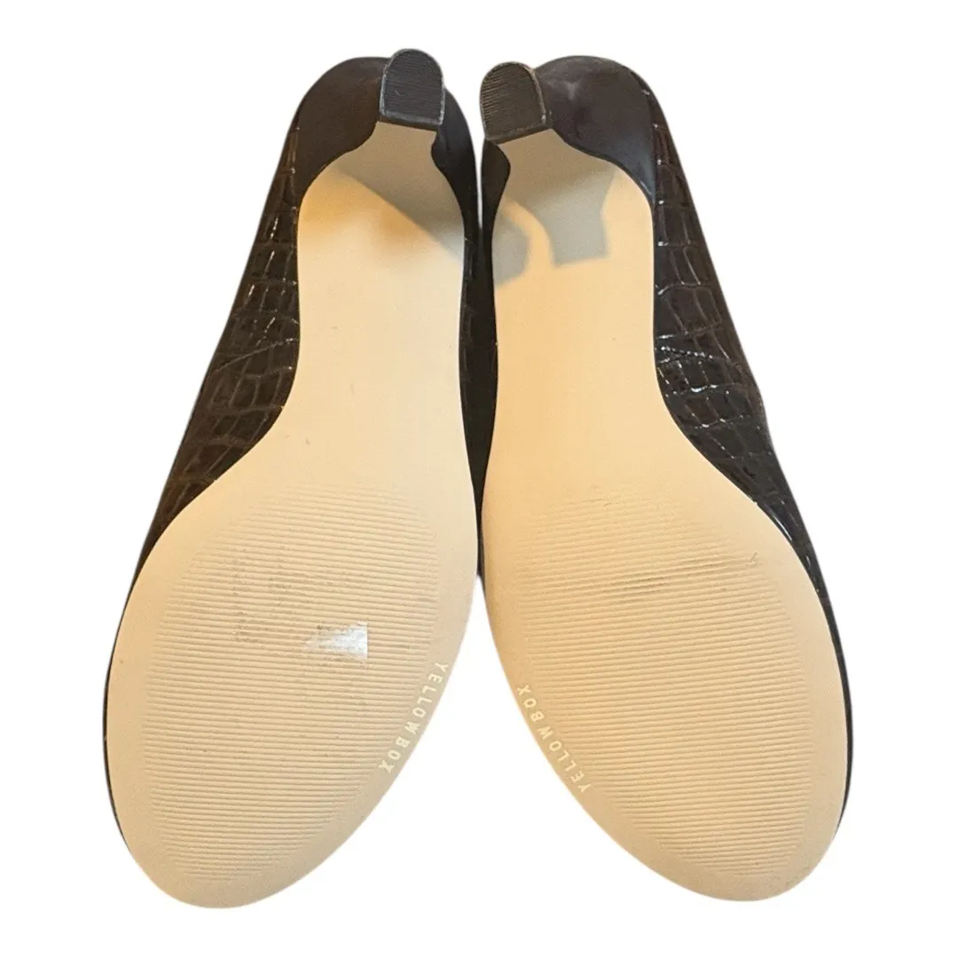 Yellow Box Austin Brown Croc Embossed Leather Heel‎ Pumps Size 7.5 - Image 11