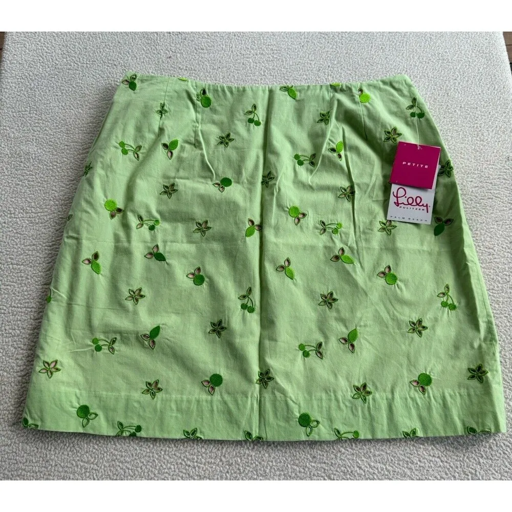 LILLY PULITZER Pistachio Paris Sorbet GreenFloral Cotton Skirt Lined New 14P GH - Image 6
